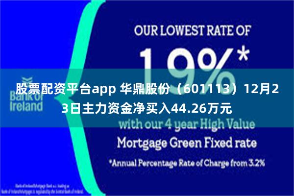 股票配资平台app 华鼎股份（601113）12月23日主力资金净买入44.26万元